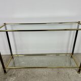 Vintage console in brown metal and brass 1970