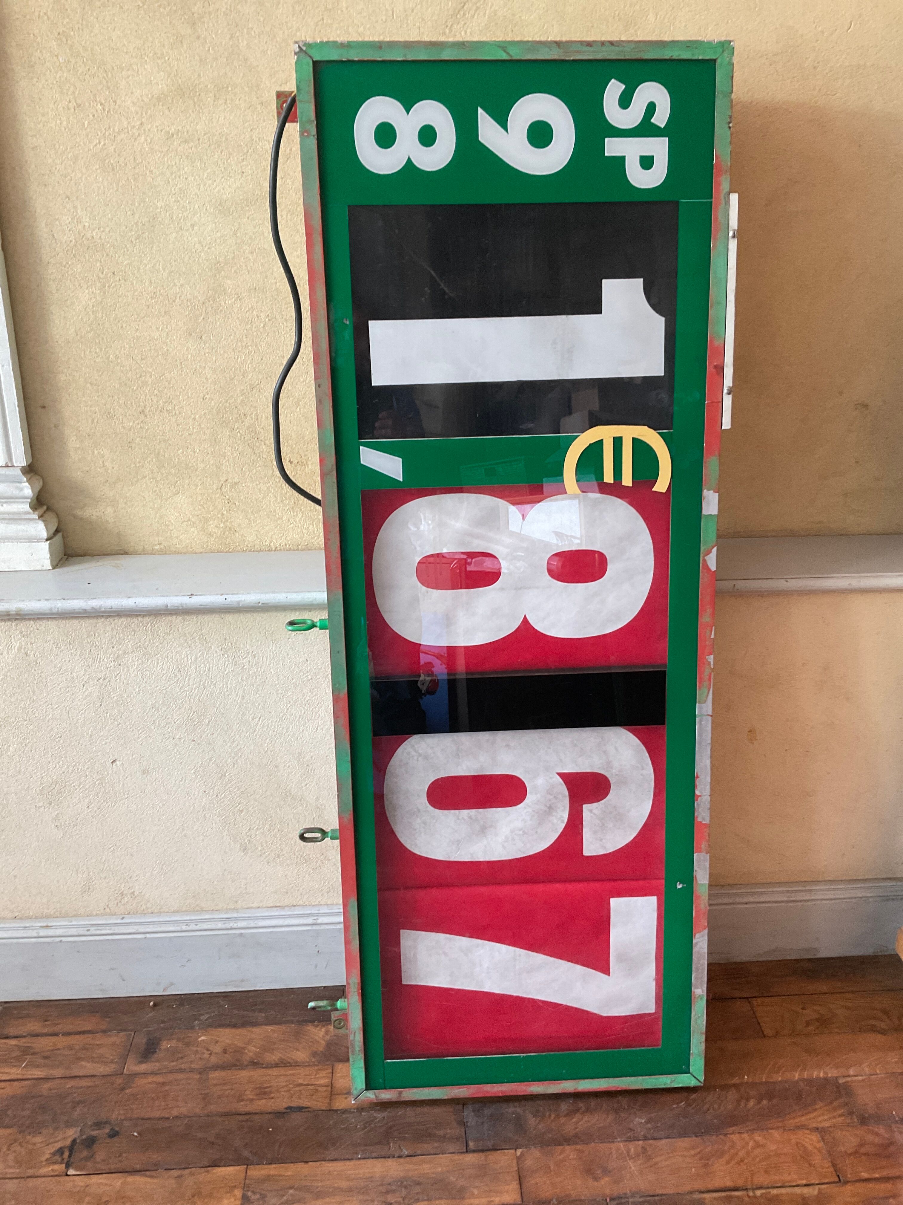 Industrial vintage gas station price panel