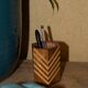 Vintage marquetry pencil pot