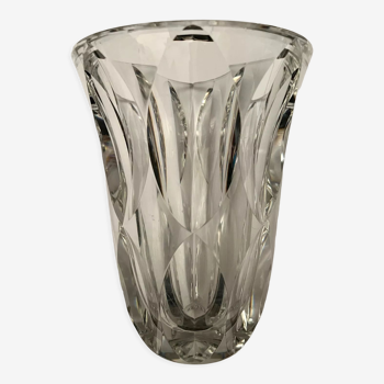 Vase art deco en cristal taillé signé Saint Louis