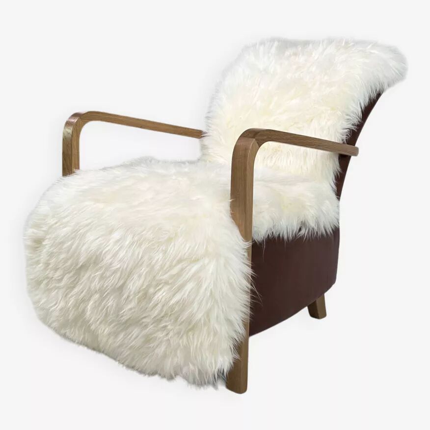Scandinavian style armchair in leather and hide