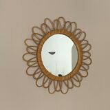Mirror sun in rattan arched. 52cm. 1960