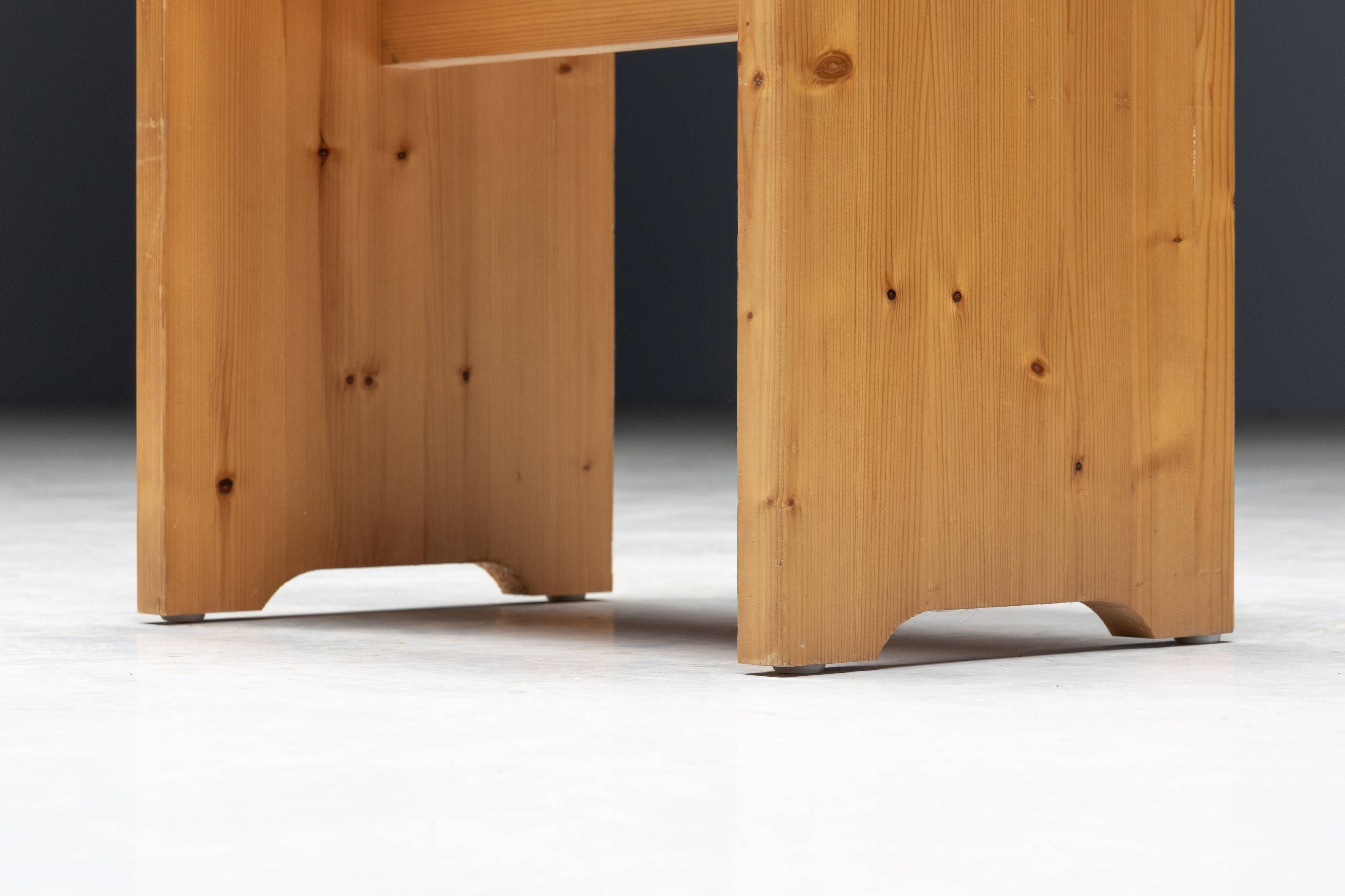 Pine Stool selected by Charlotte Perriand for Méribel, France, 1960s