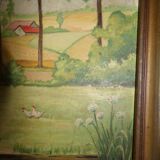 Naive landscape table on panel