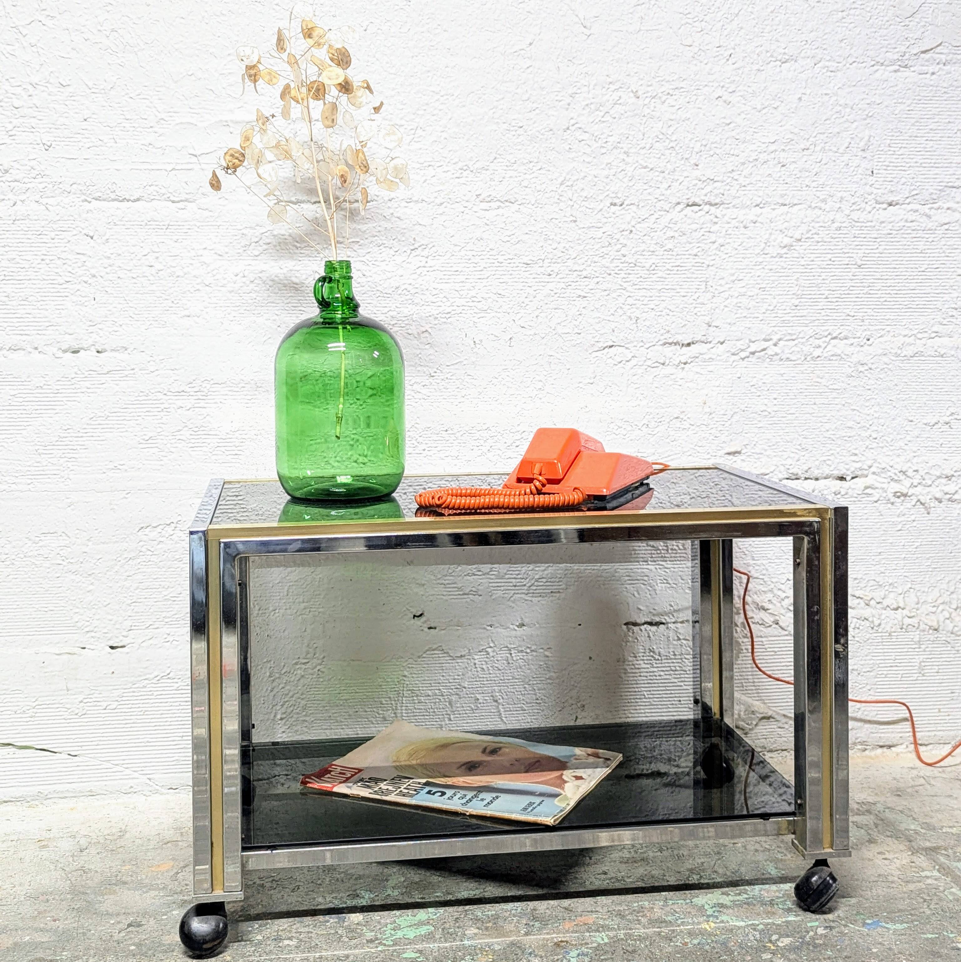 Vintage coffee table on wheels