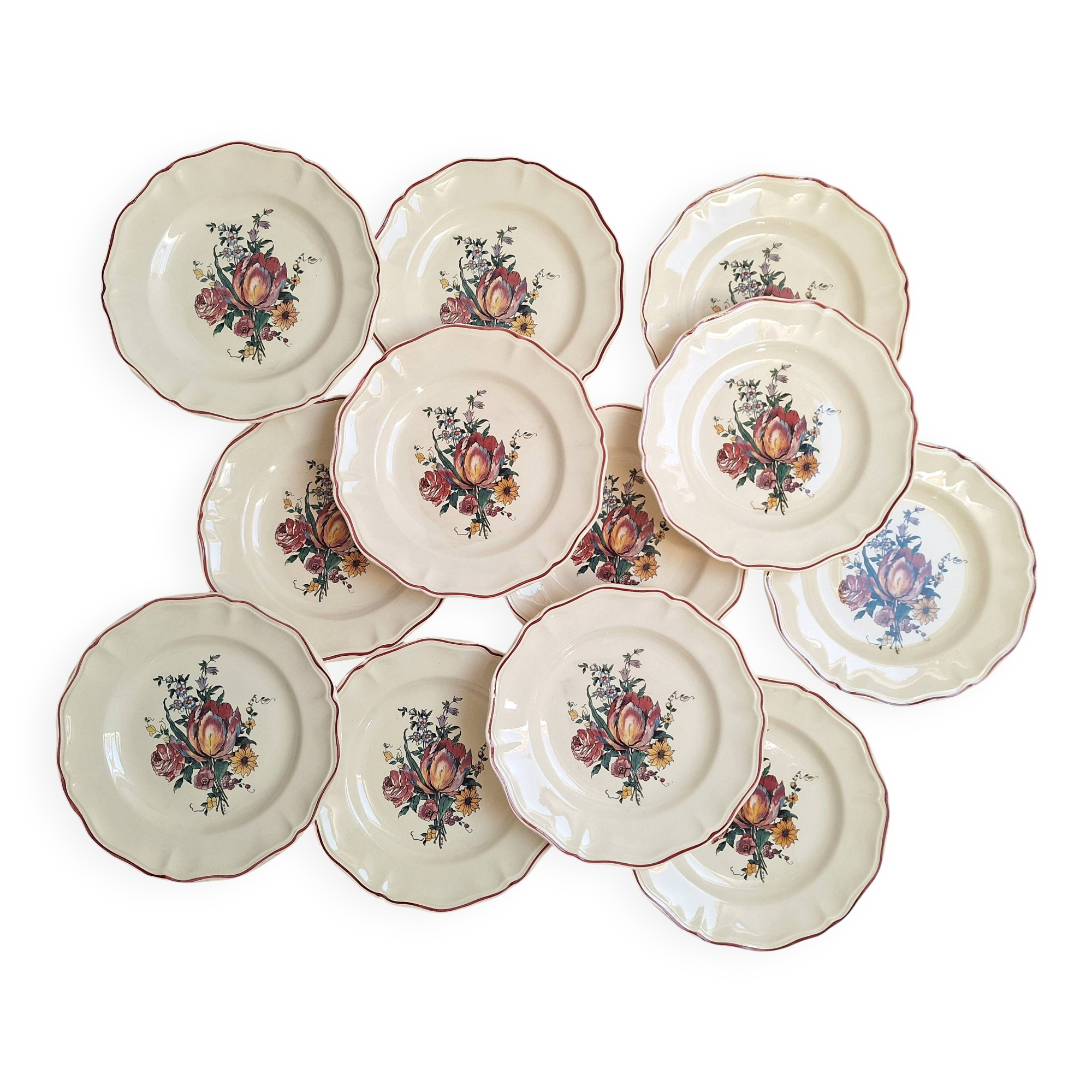 Flat plates Digoin Sarreguemines Model Loraine