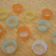 10 ancient colored glass ramequins Duralex for calvé oil