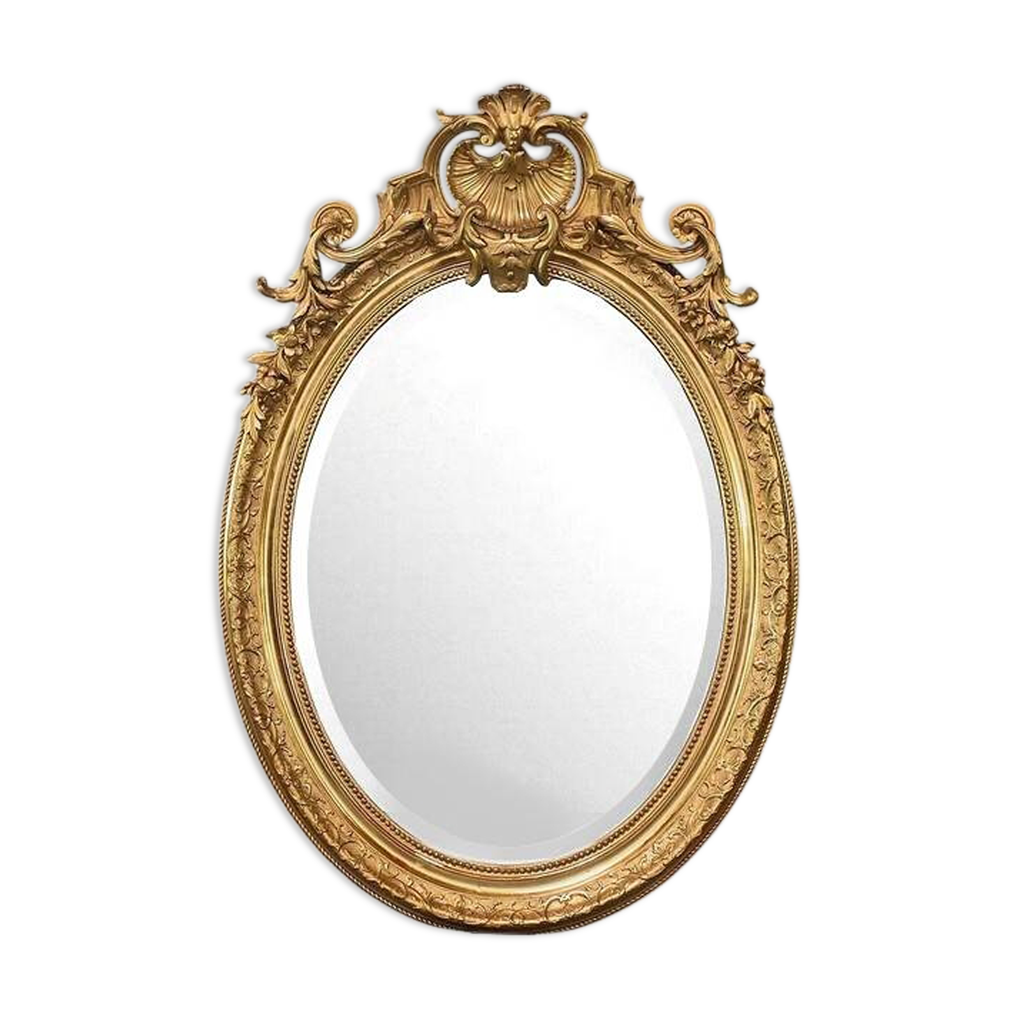 Large Gilded Wood Mirror, Louis XV Style – Part 2 of the 19th Century