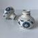 Pair of miniature blue and white Vietnamese ceramic vases with floral decoration.