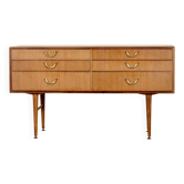 Buffet/commode Meredew du milieu du siècle en teck. Style vintage moderne / R