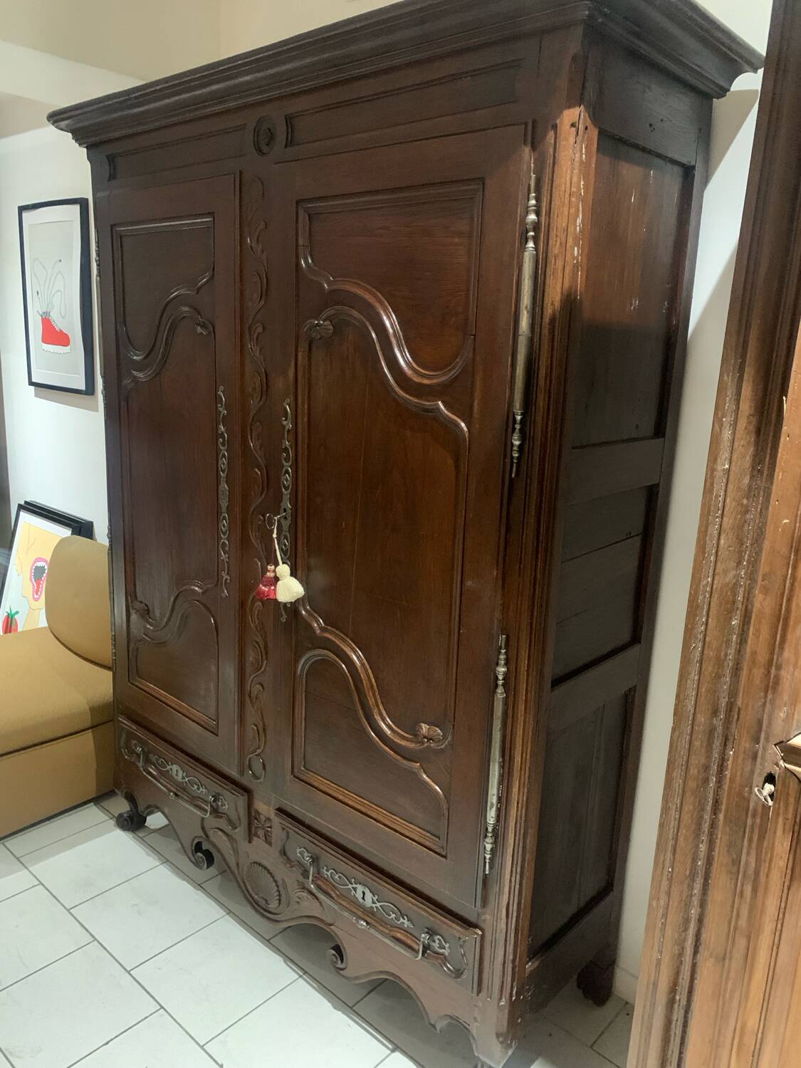 Antique Lorraine Wardrobe, 18th Century, Rustic Oak