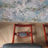 Rare - Set of 4 Louis Philippe/restoration style chairs with medallion - Blue / cherry color