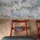 Rare - Set of 4 Louis Philippe/restoration style chairs with medallion - Colour blue / cherry wood