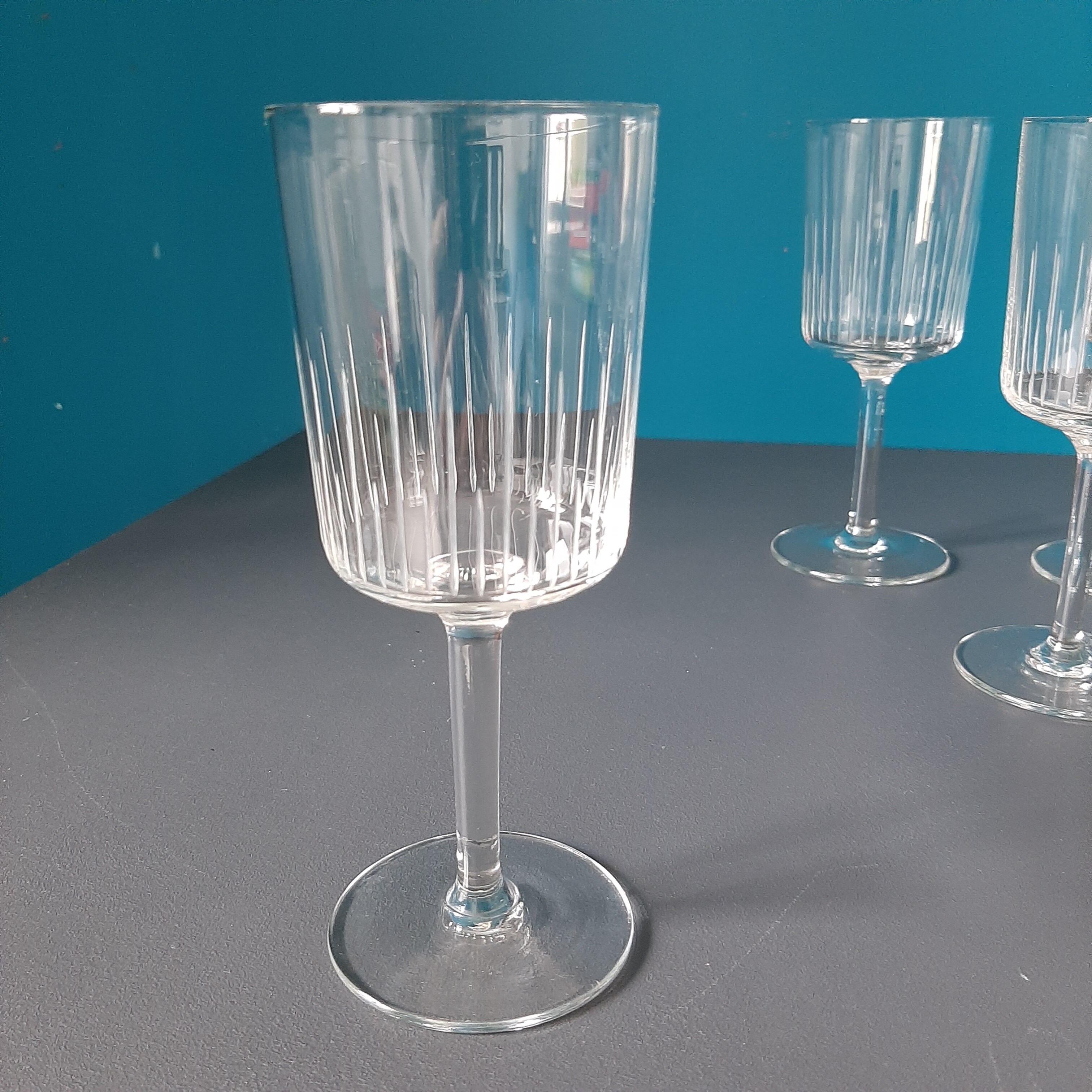 10 vintage engraved crystal walking glasses