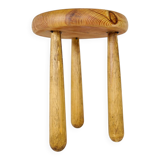 Modern Scandinavian Sculptural Stool, Pine, Sweden, 1970s
