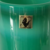 Vase en verre soufflé vert vintage, Pologne