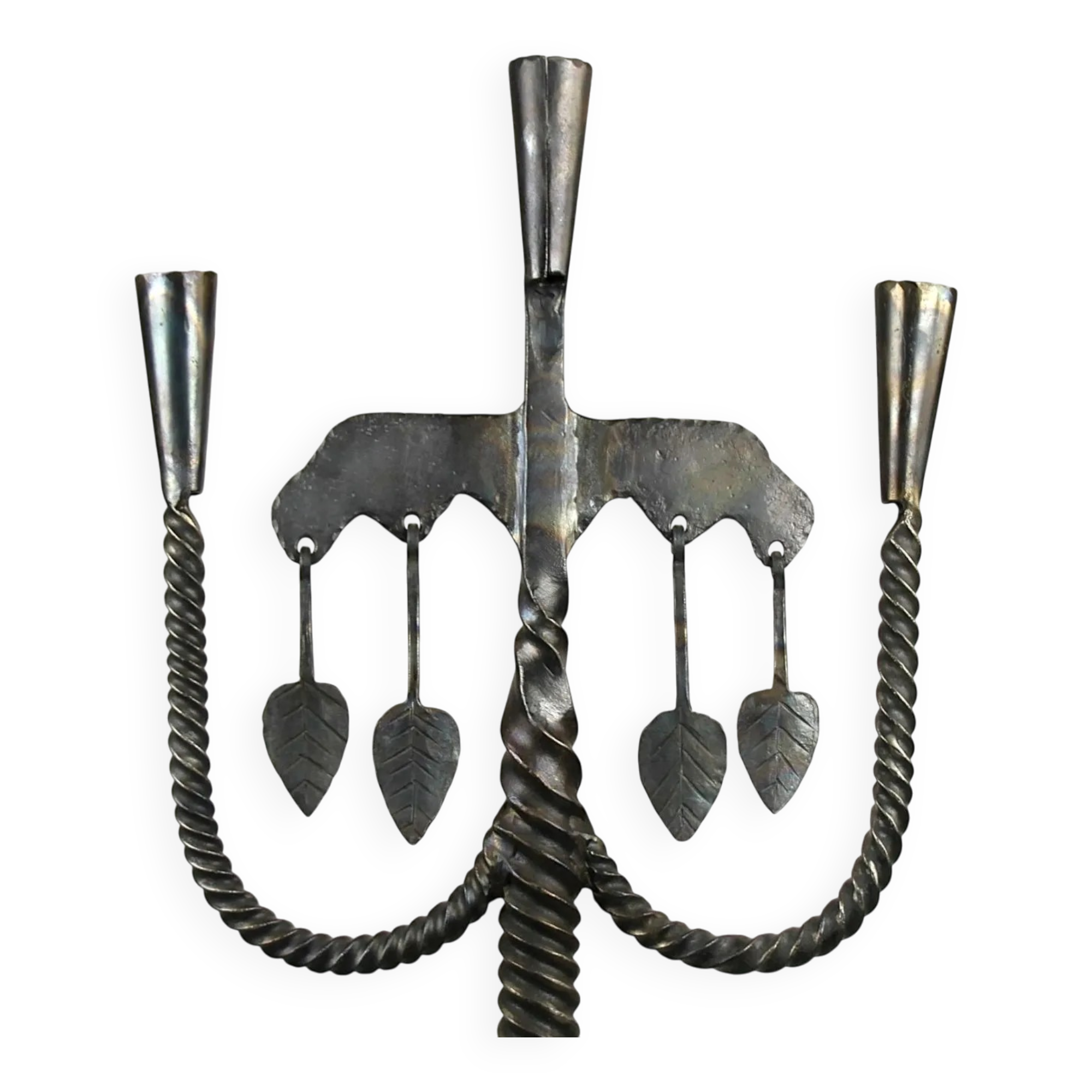 Hand-Forged Wrought Iron Brutalist Candelabra, Scandinavia — circa 1960s/1970s