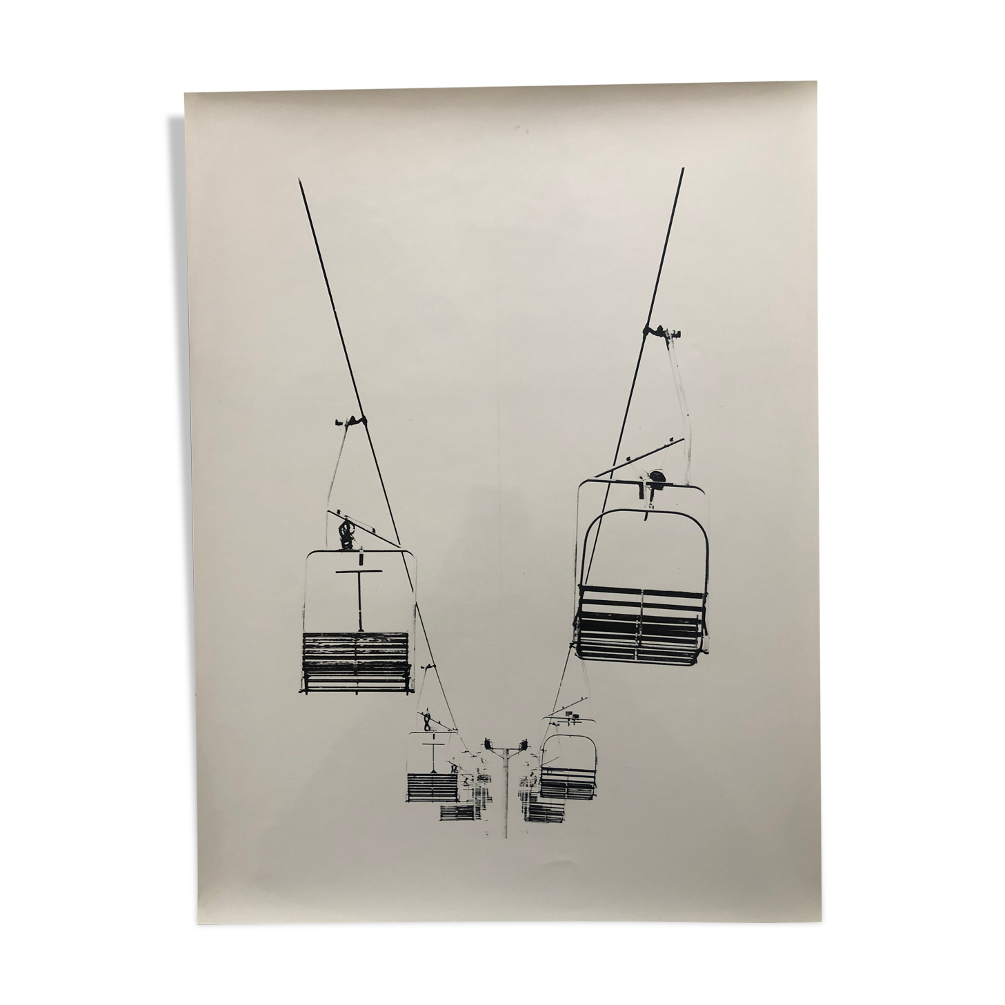Black and white photo chairlift