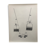 Black and white photo chairlift