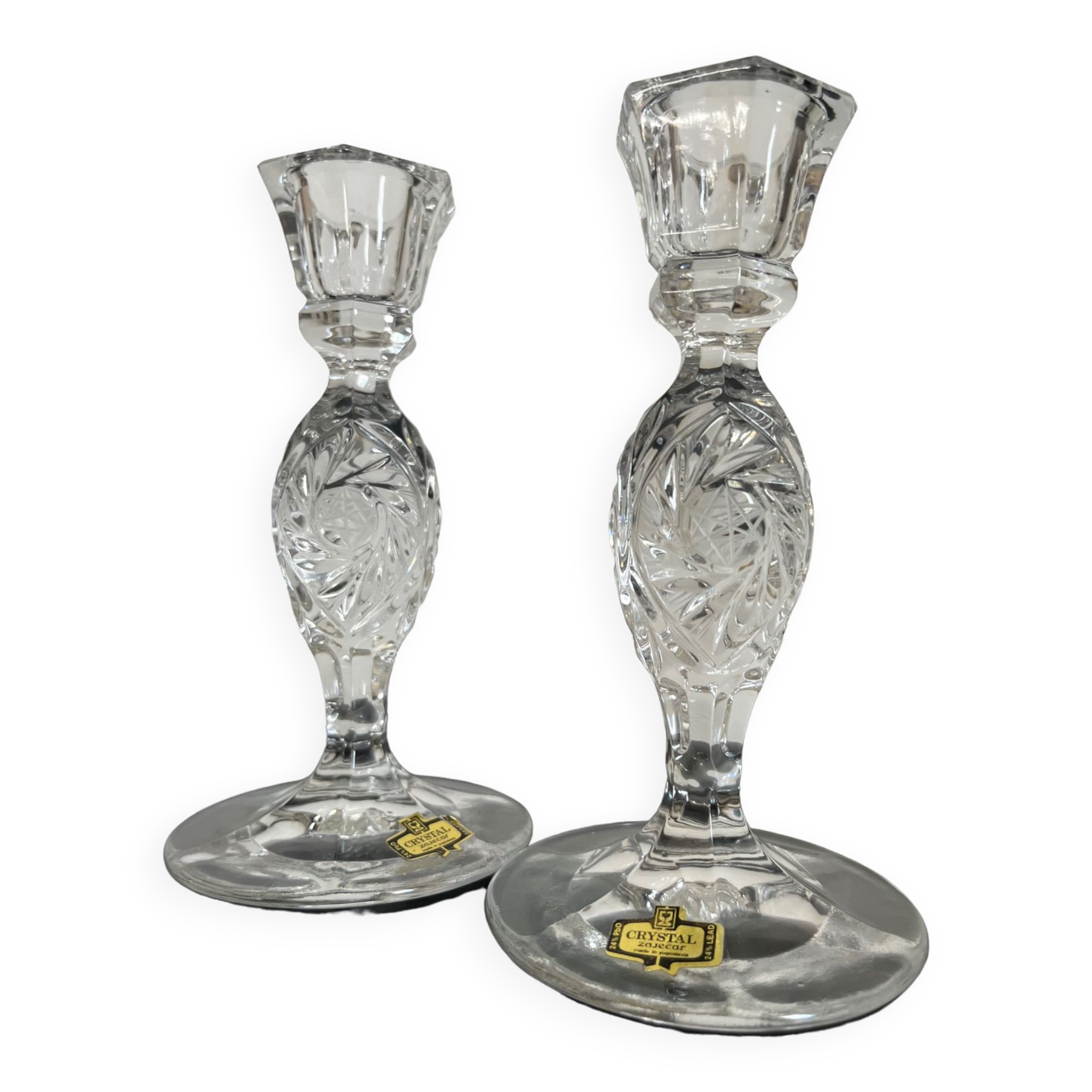 Pair of crystal candlesticks