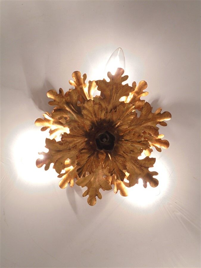 Golden leaf wall lamp