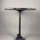 Table de bistrot français vintage avec plateau rond en marbre et base en fonte