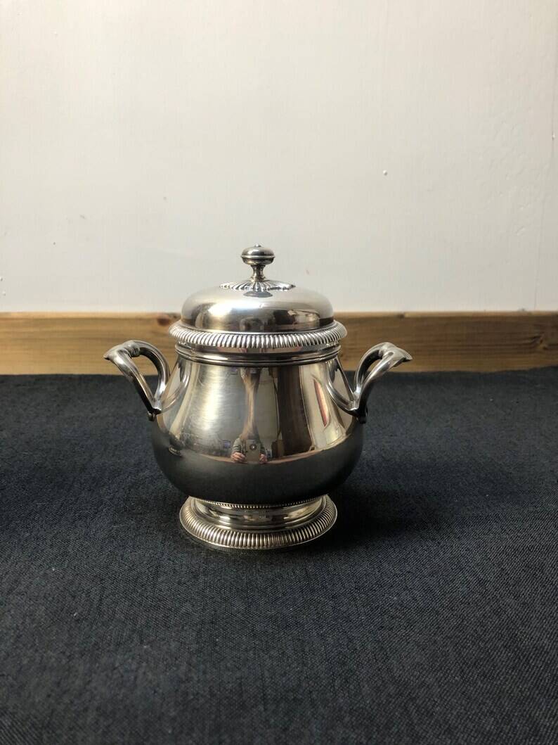 Christofle Gallia Silver Plated Coffee Pot & Sugar Bowl: Art Nouveau Regenc