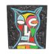 Abstract Owl Painting on Canvas – Contemporary Art – 55 cm