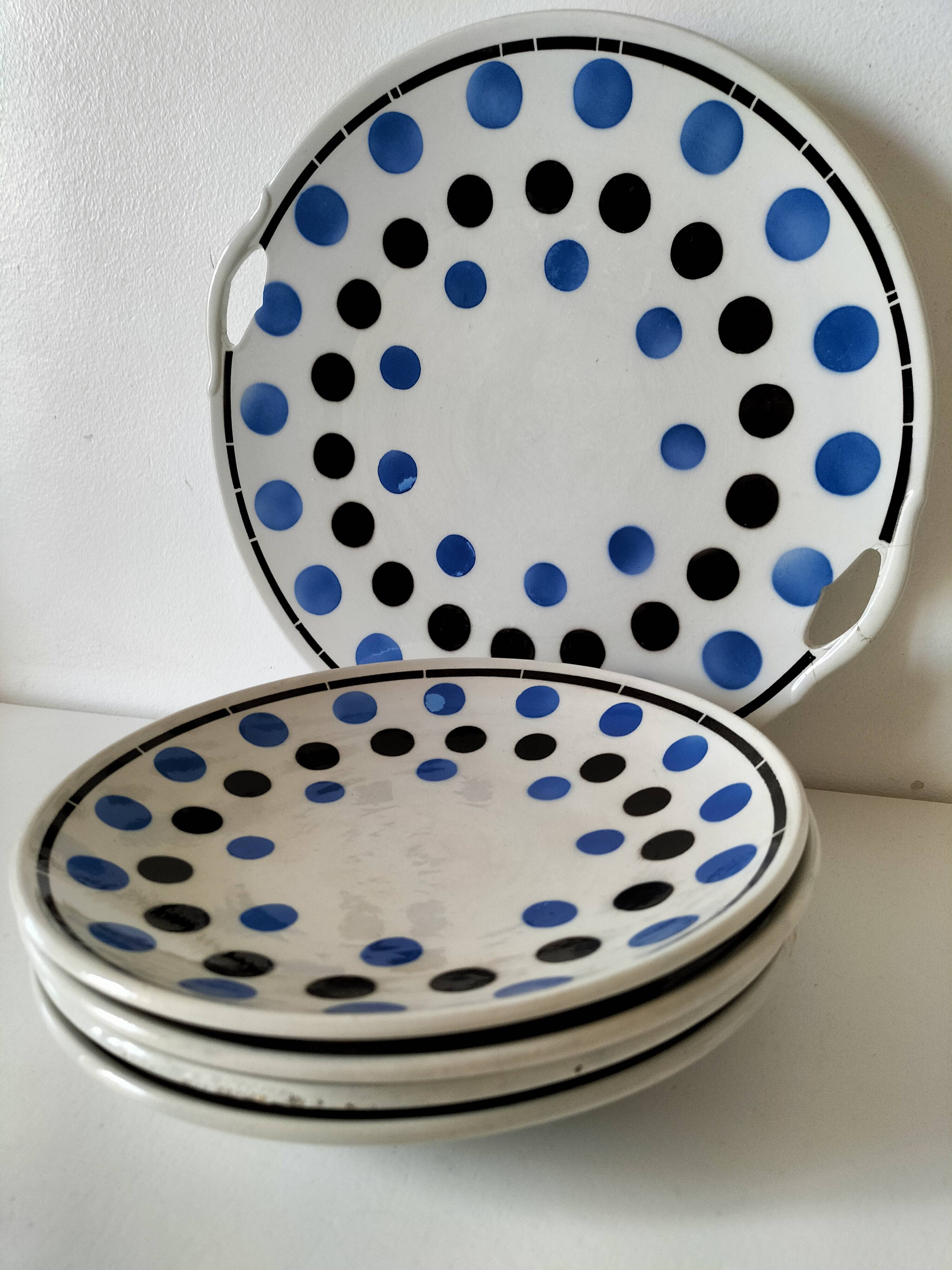 dish and 4 dessert plates K and G Lunéville