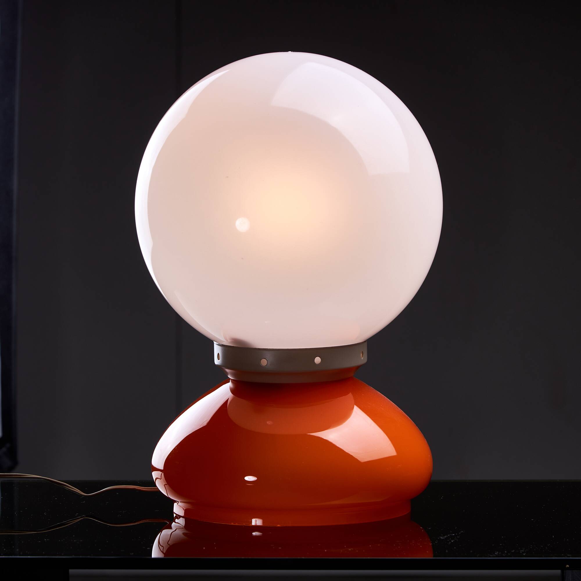 Space Age Orange Glass Lamp, 1970s