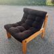 Vintage velvet and pine armchair 1970
