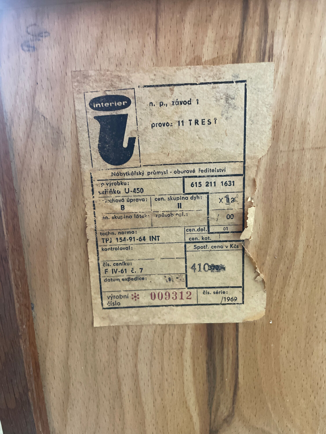 Jiri Jiroutek U-450 chest of drawers from 1969