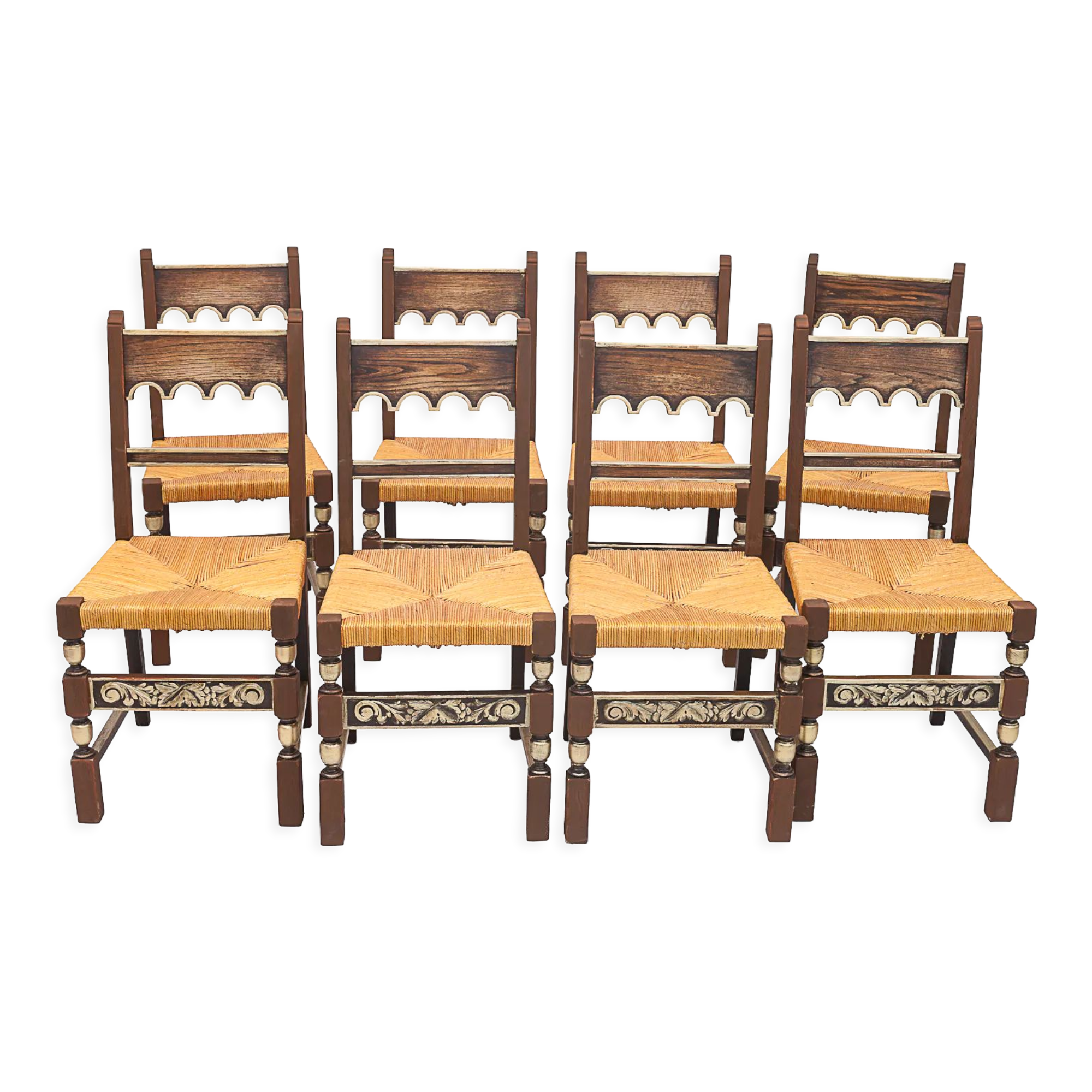 Set of 8 mulched chairs art deco 1940