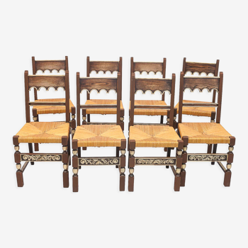 Set of 8 mulched chairs art deco 1940