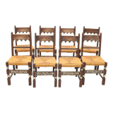 Set de 8 chaises paillées art déco 1940