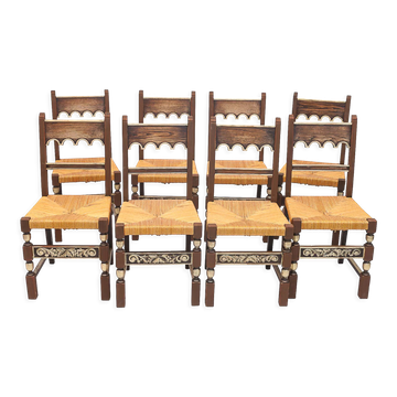 Set of 8 mulched chairs art deco 1940