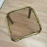 Vintage Italian Coffee Table: Brass & Smoked Glass, Mid-Century Modern