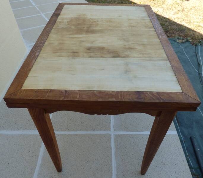 Italian wooden table with 2 extensions from 90 cm to 150 cm, completely restored