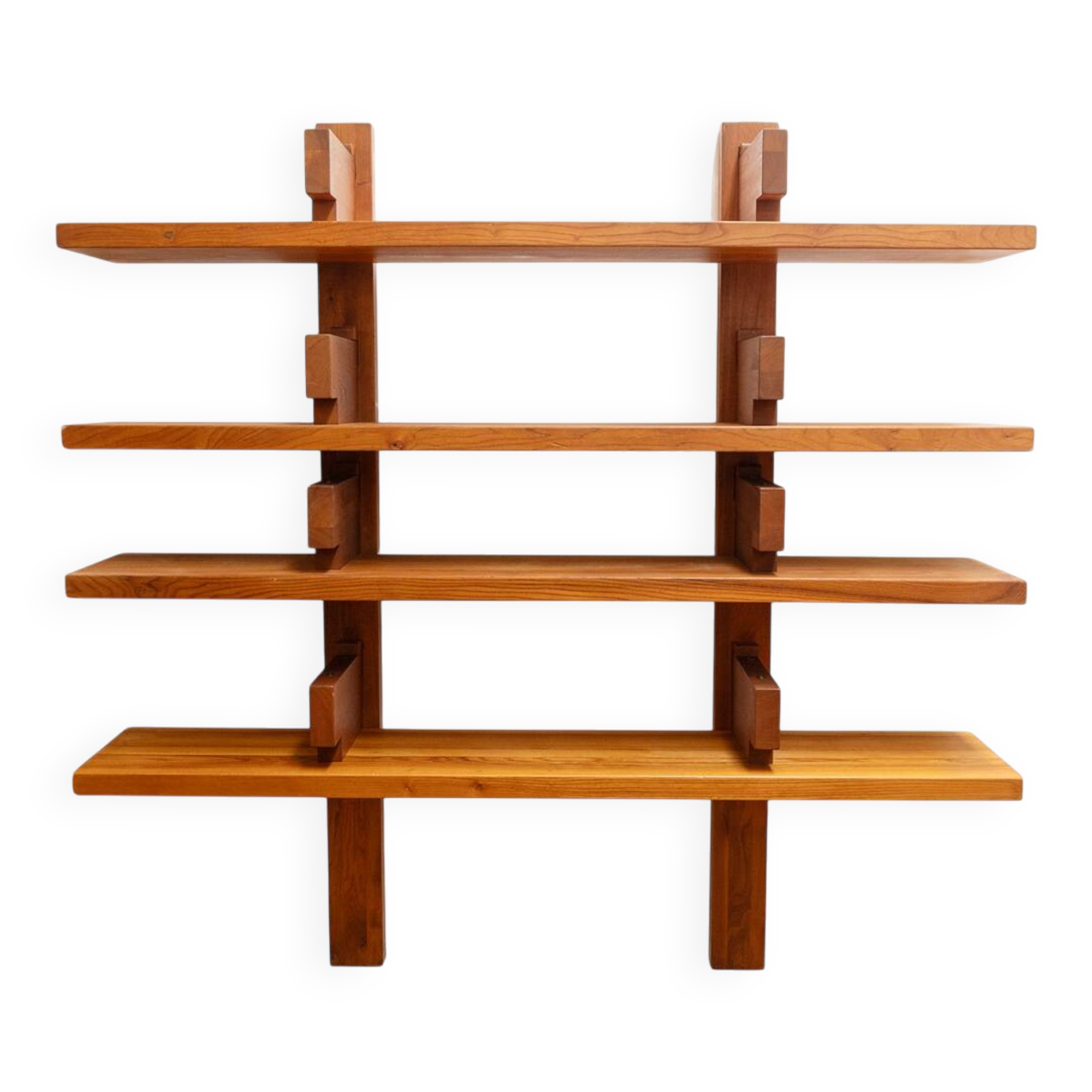 Etagère ou bibliothèque en orme naturel, Pierre Chapo, années 1980.