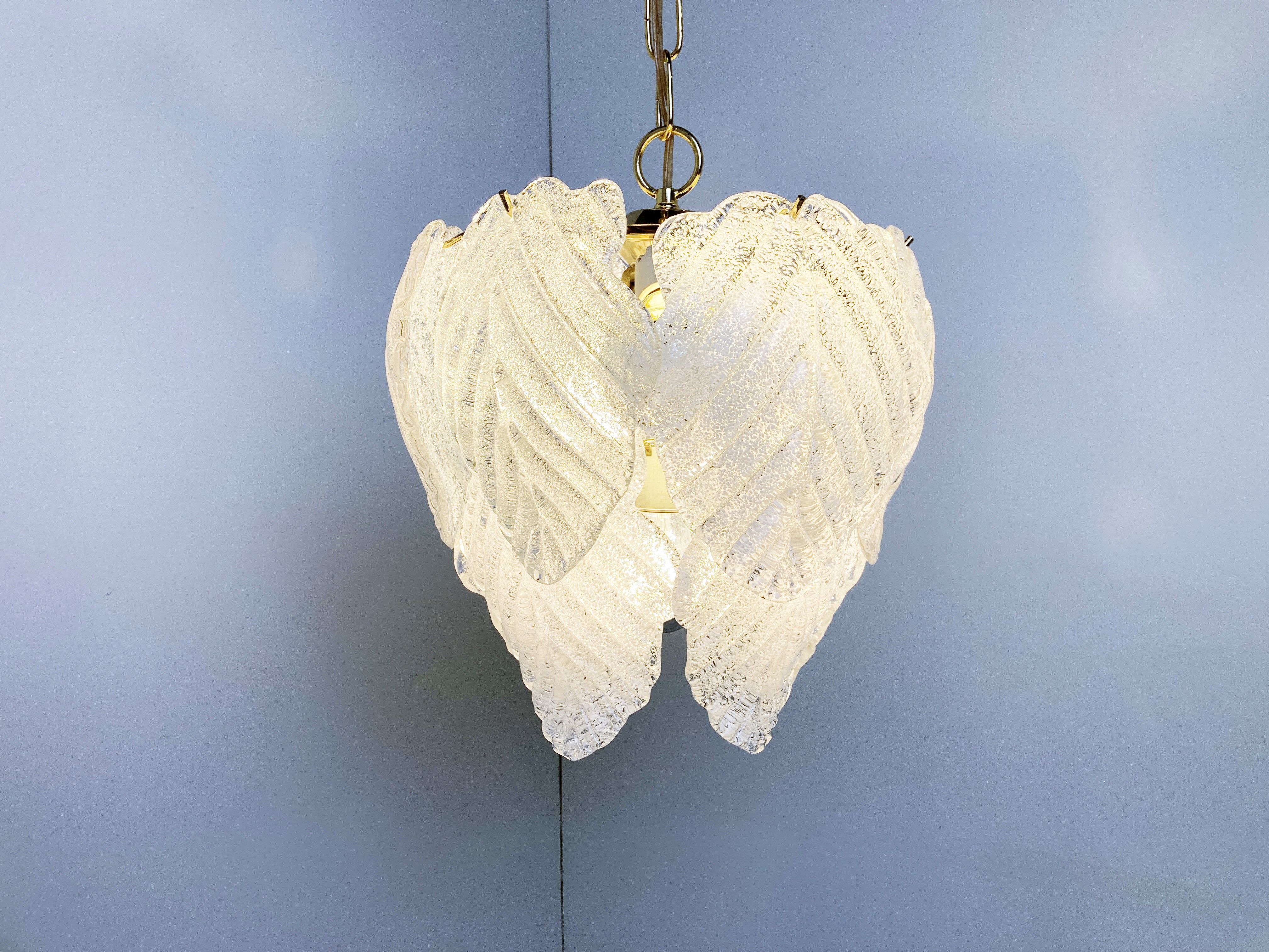 Vintage murano leaf chandelier, 1970s