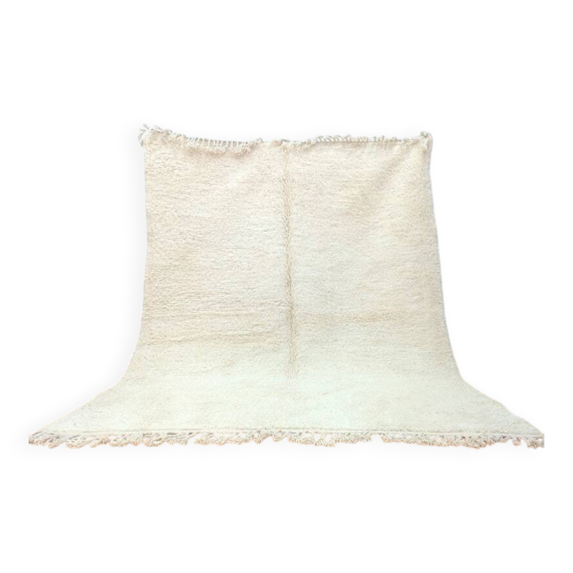 Handwoven white wool rug, traditional style, size 150 x 250 cm