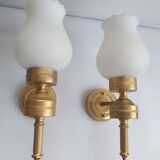 Trois appliques murales dorées flambeau style Empire