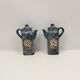 Oil and vinegar set in blue marbled style ceramic