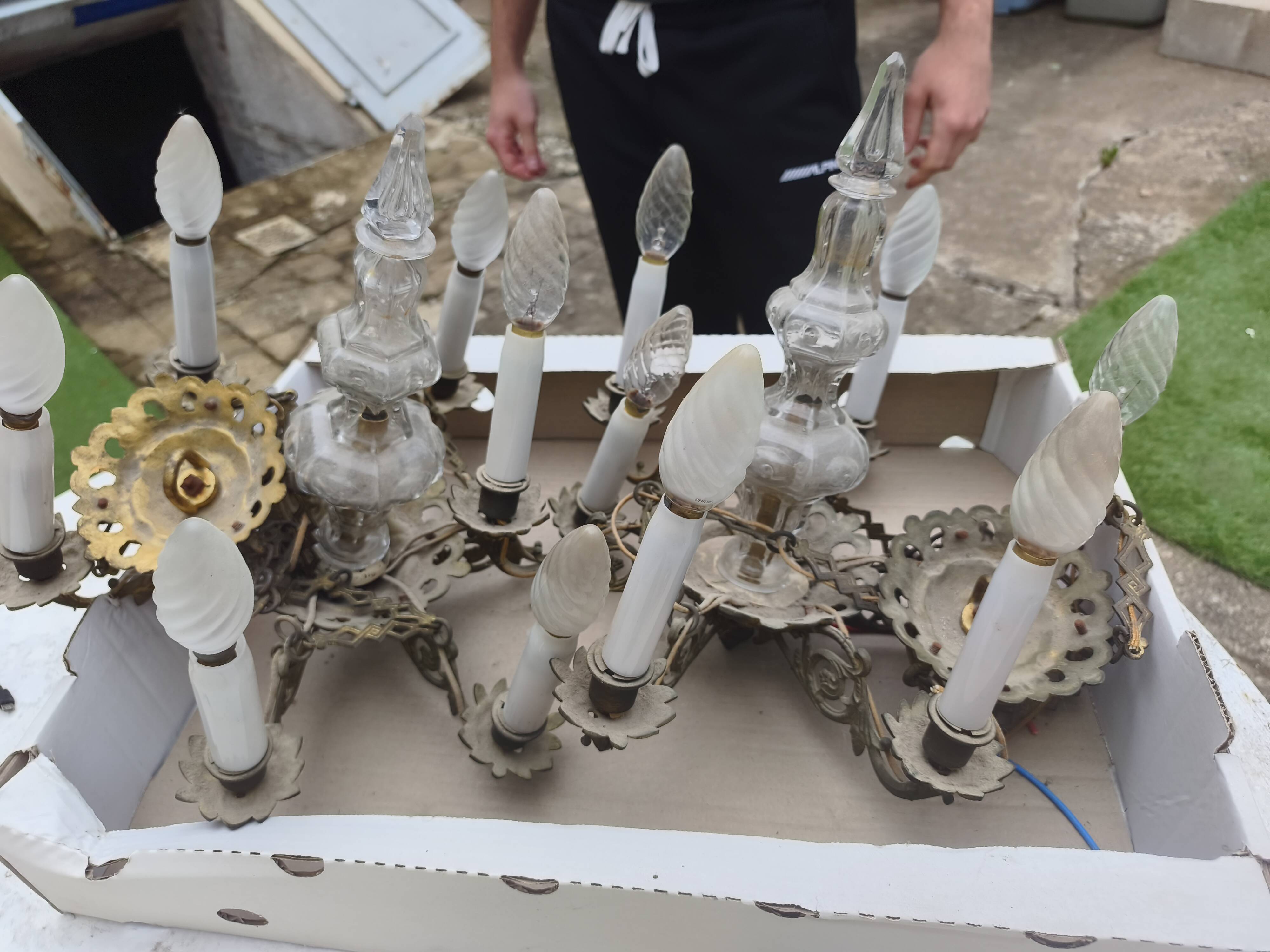 Pair of antique church chandeliers