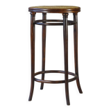 Stool: Bentwood, by Fischel around 1900, caned.