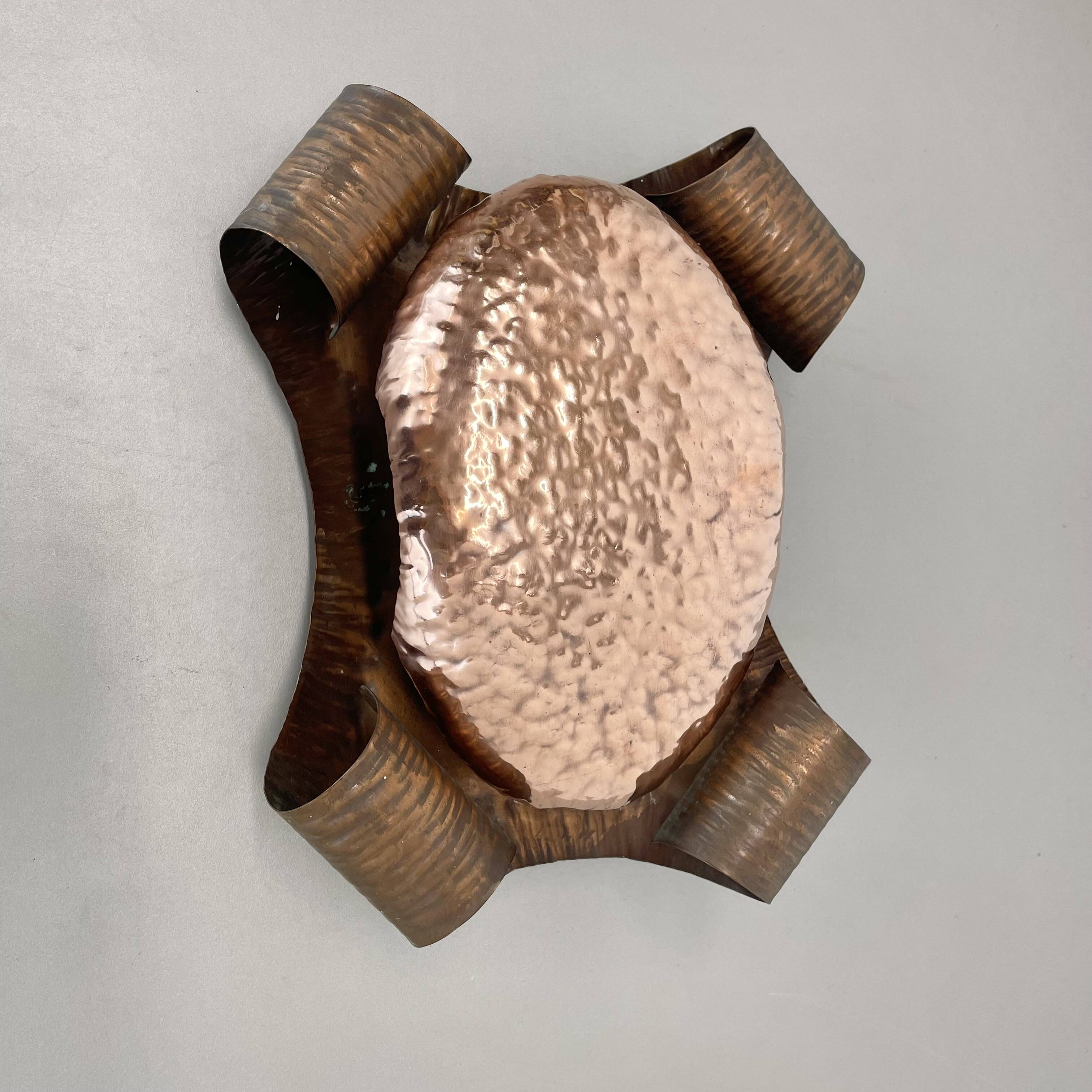 rare handmade solid copper Stilnovo Style Theatre Wall Light, Italy 1950s