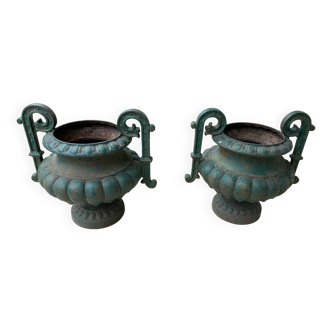 Vases Médicis,urnes à poignées,signés Faure à Revin