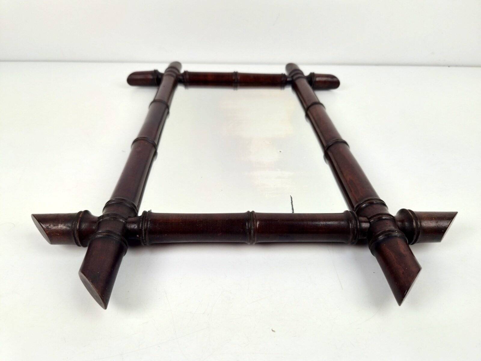 Art Nouveau Wooden Faux Bamboo Mirror, France, 1920