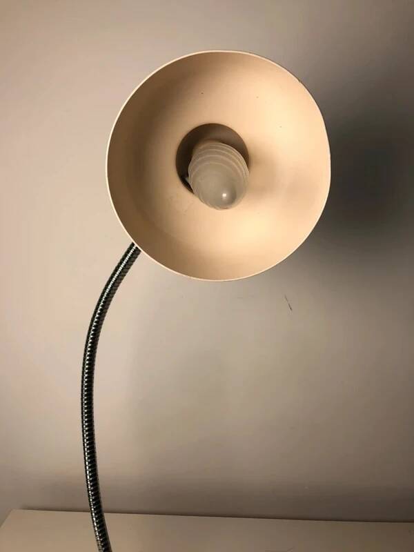 Vintage 1960s articulated metal lamp – off-white