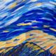 Starry night landscape painting oil on canvas